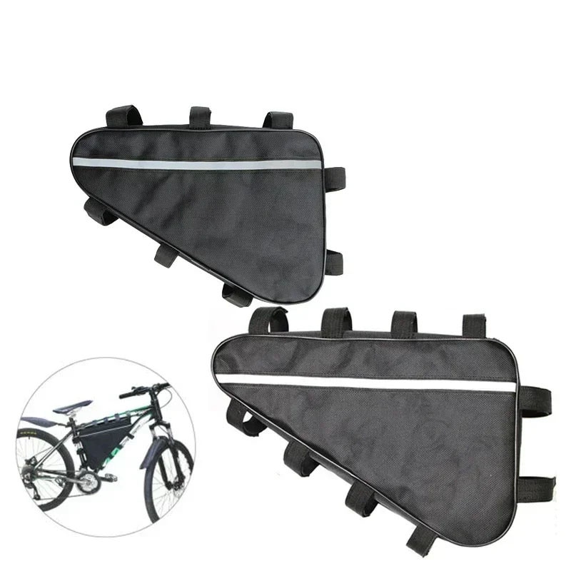 Sac de bicicleta, Sac de biciclete cu baterii triunghiulare, Rezistent la apa 210D Oxford tesatura modificat MTB rutier bicicleta teava cutie, Sac de stocare pentru biciclete - imagine principala