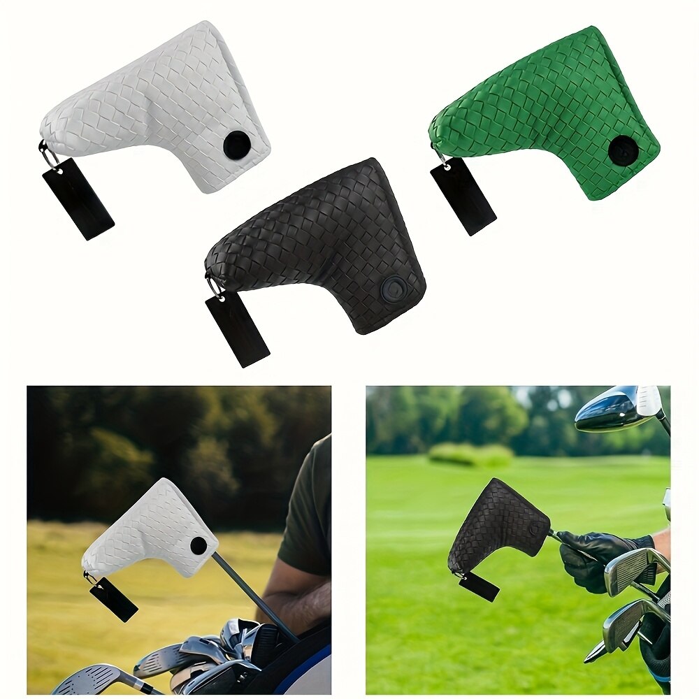 Husa cap putter golf negru – detaliu material textil si cusaturi