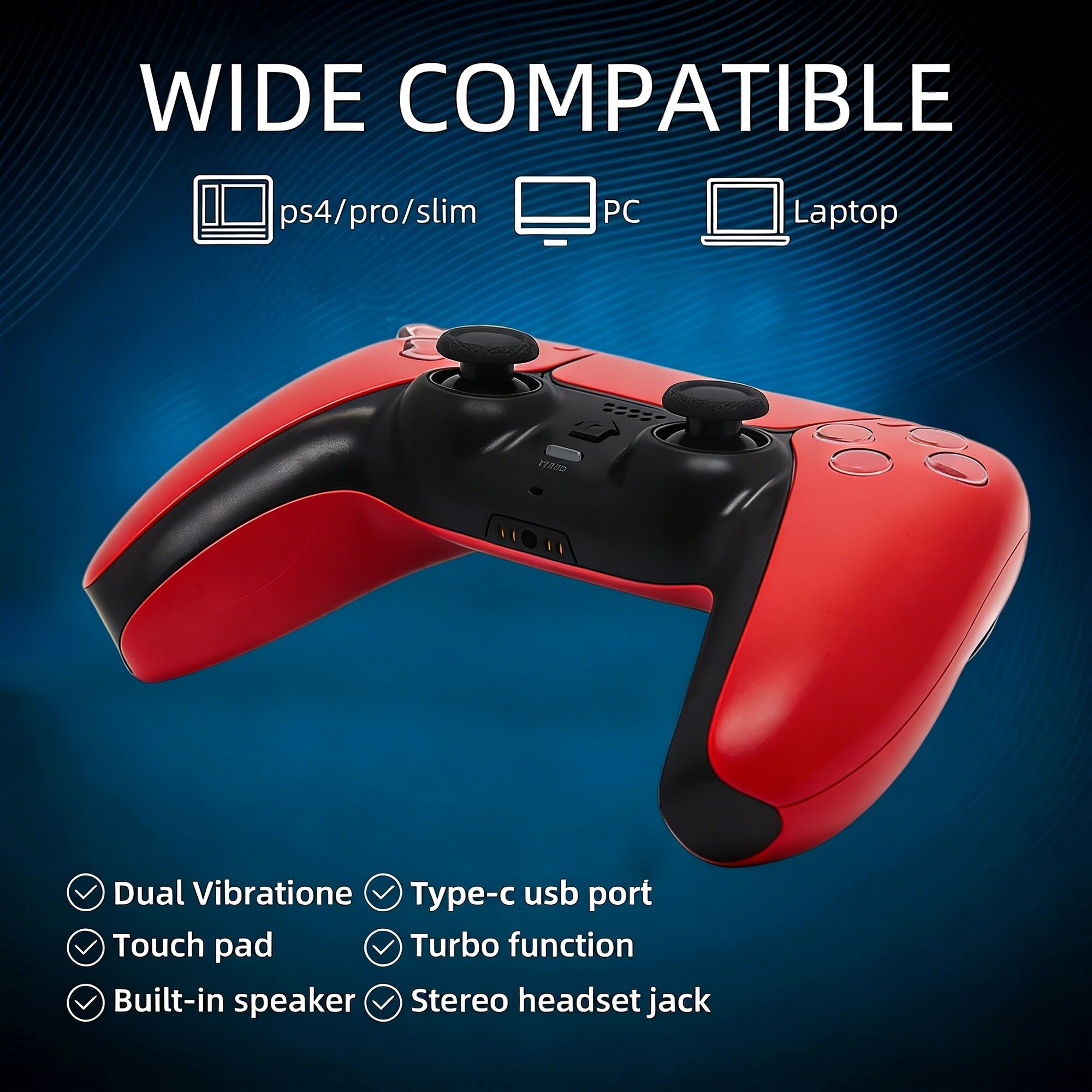 Vedere superioara gamepad joc fara fir rosu ISSNW