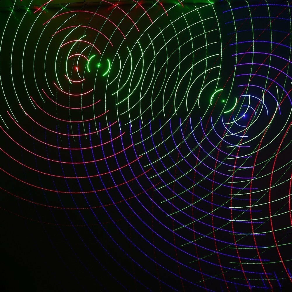 Vedere laterala echipament lumini show ISSNW laser RGB pentru petreceri