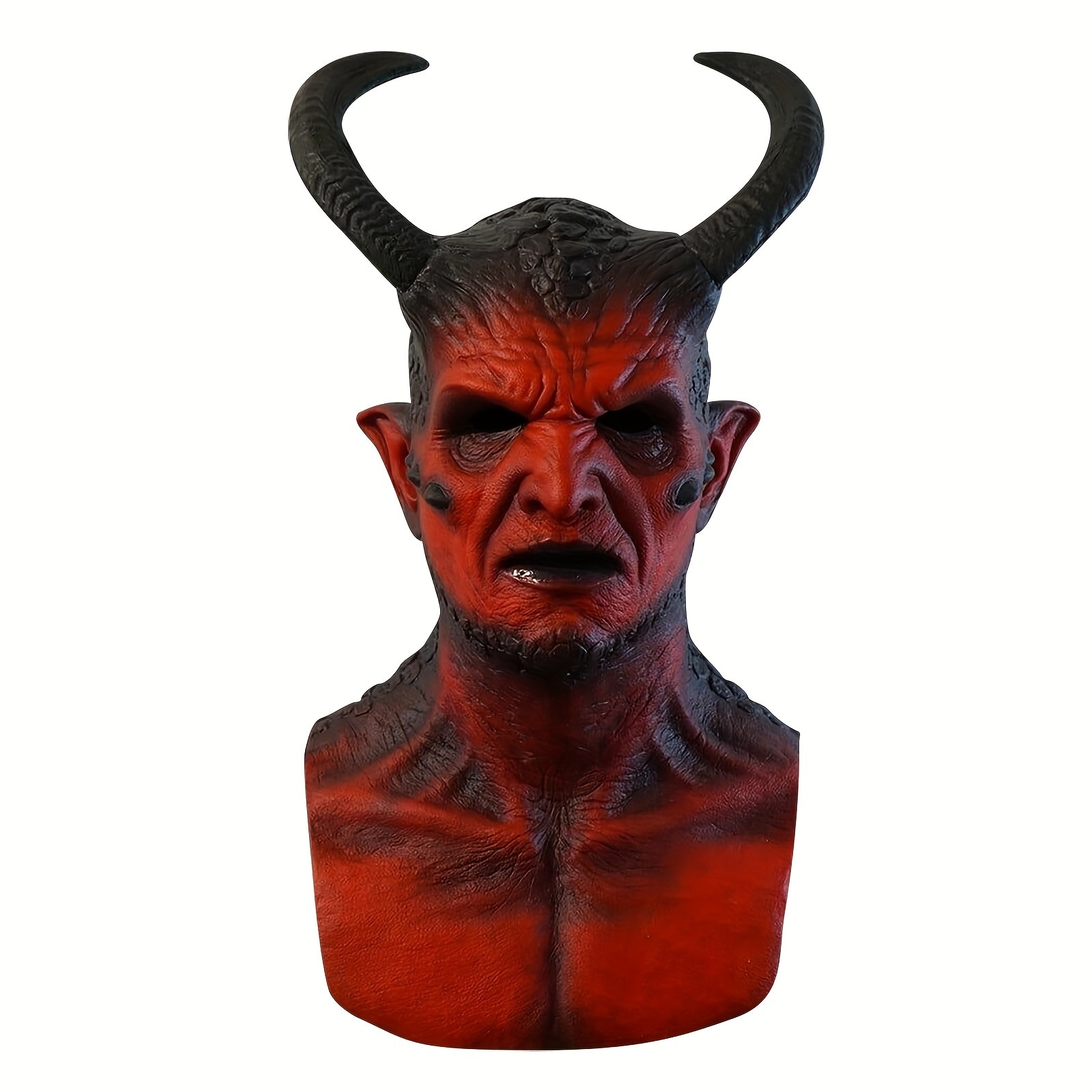 Masca de Halloween ISSNW coarne demon fata realista latex - vedere principala