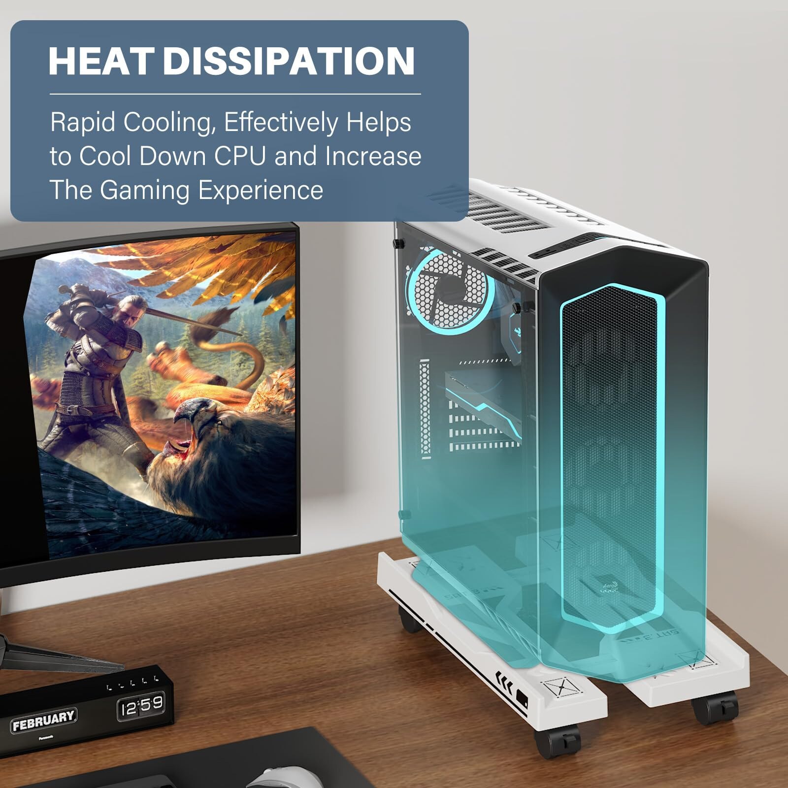 Suport birou mobil CPU - specificatii roti si dimensiuni 43x22x4cm
