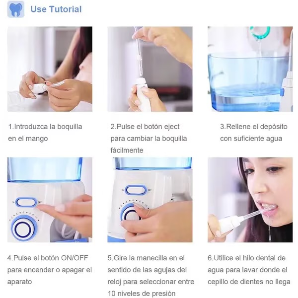 Irigator oral electric ISSNW – foto 6 – rezervor 800ml și detalii culoare verde-albastru-violet