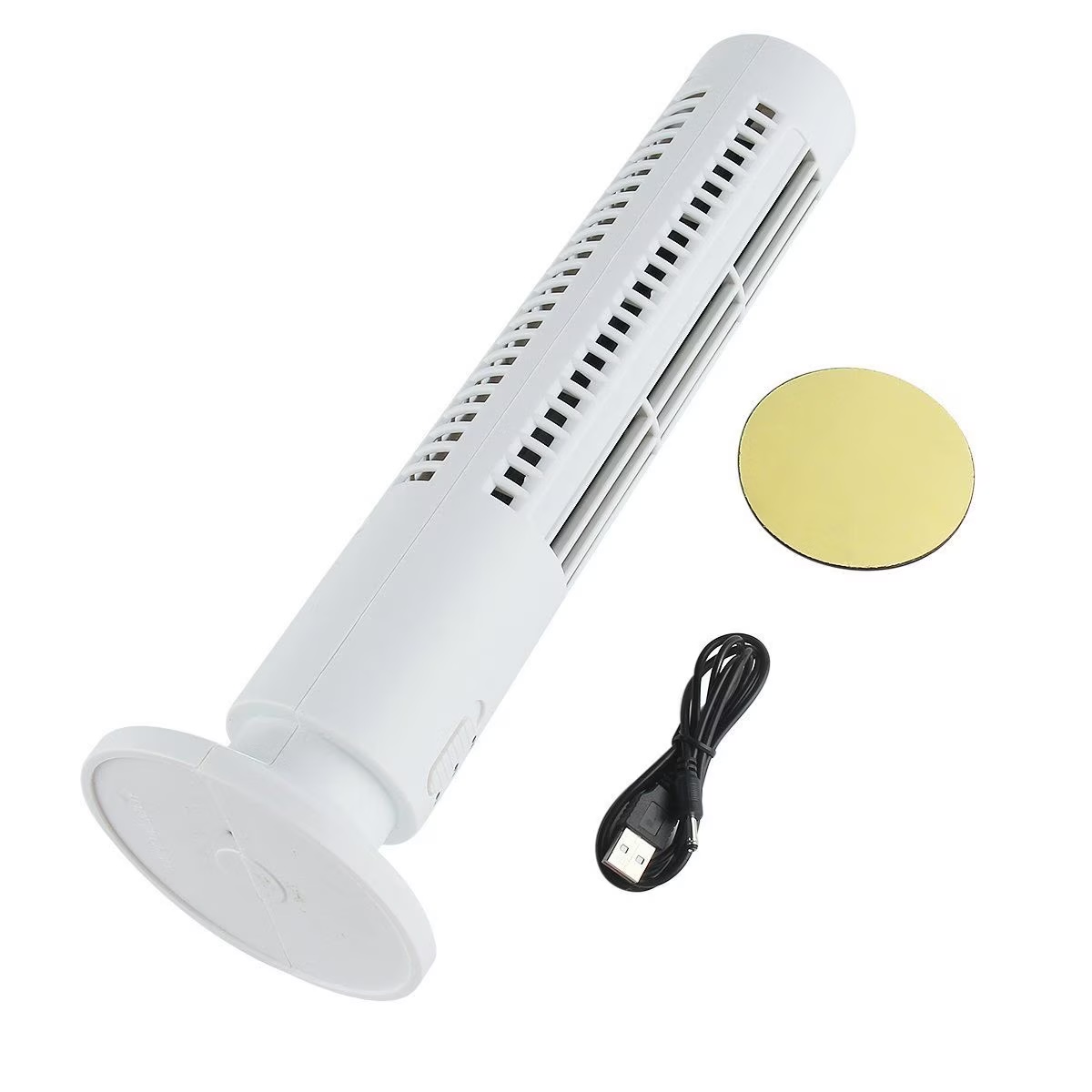 Utilizare practica ventilator turn USB pe birou - racire aer personala spatiu ingust
