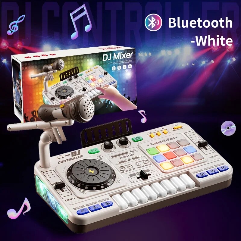 Copil folosind mixerul DJ alb ISSNW - joaca educativa