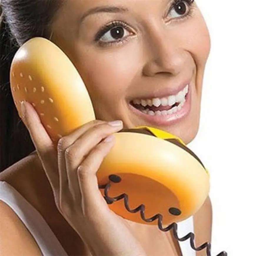 Telefon cu fir în formă de hamburger - tastatură siliconată