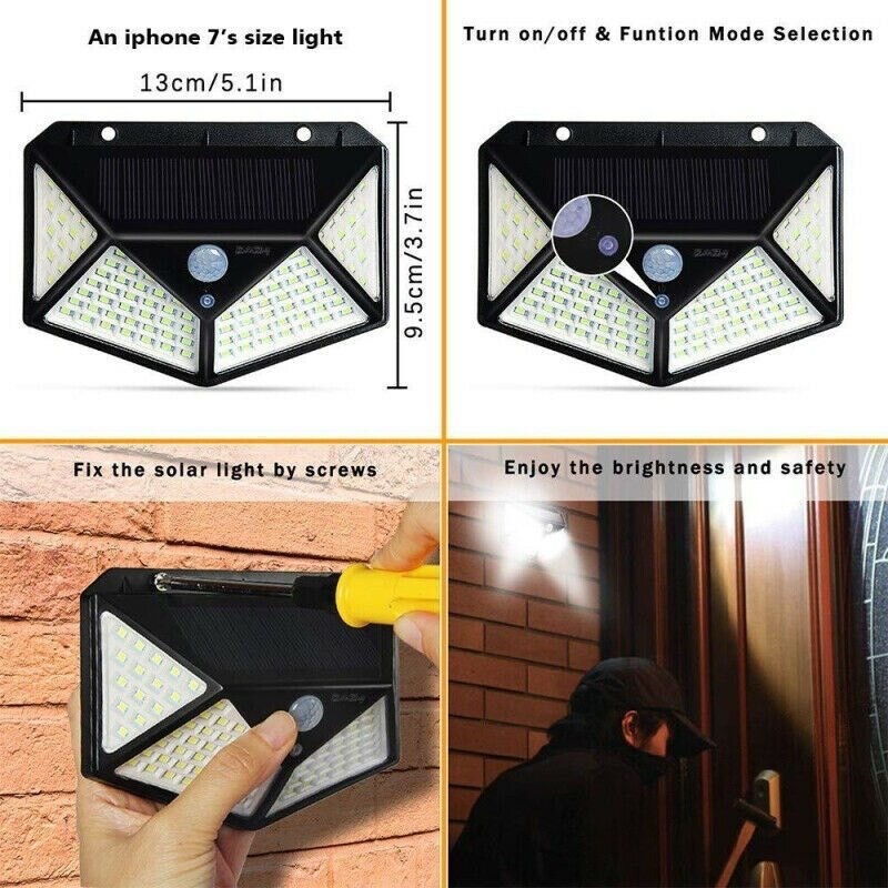 Specificații tehnice lampă solară wall mounted ISSNW 100 LED IP65