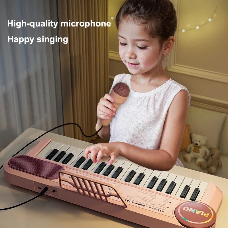 Instrumente de jucarie, Pian electronic pentru copii, 37 bebelus tastatura cu microfon, Canta cantece pentru jucarii educationale, Jocuri cu instrumente muzicale pentru copii - specificatii