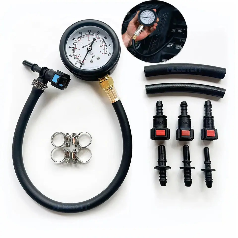 Kit de testare a presiunii combustibilului pentru automobile, Presiunea combustibilului 0-100psi, Testator de presiune pompa de injectie de combustibil, Pentru masini motociclete camioane - imagine produs