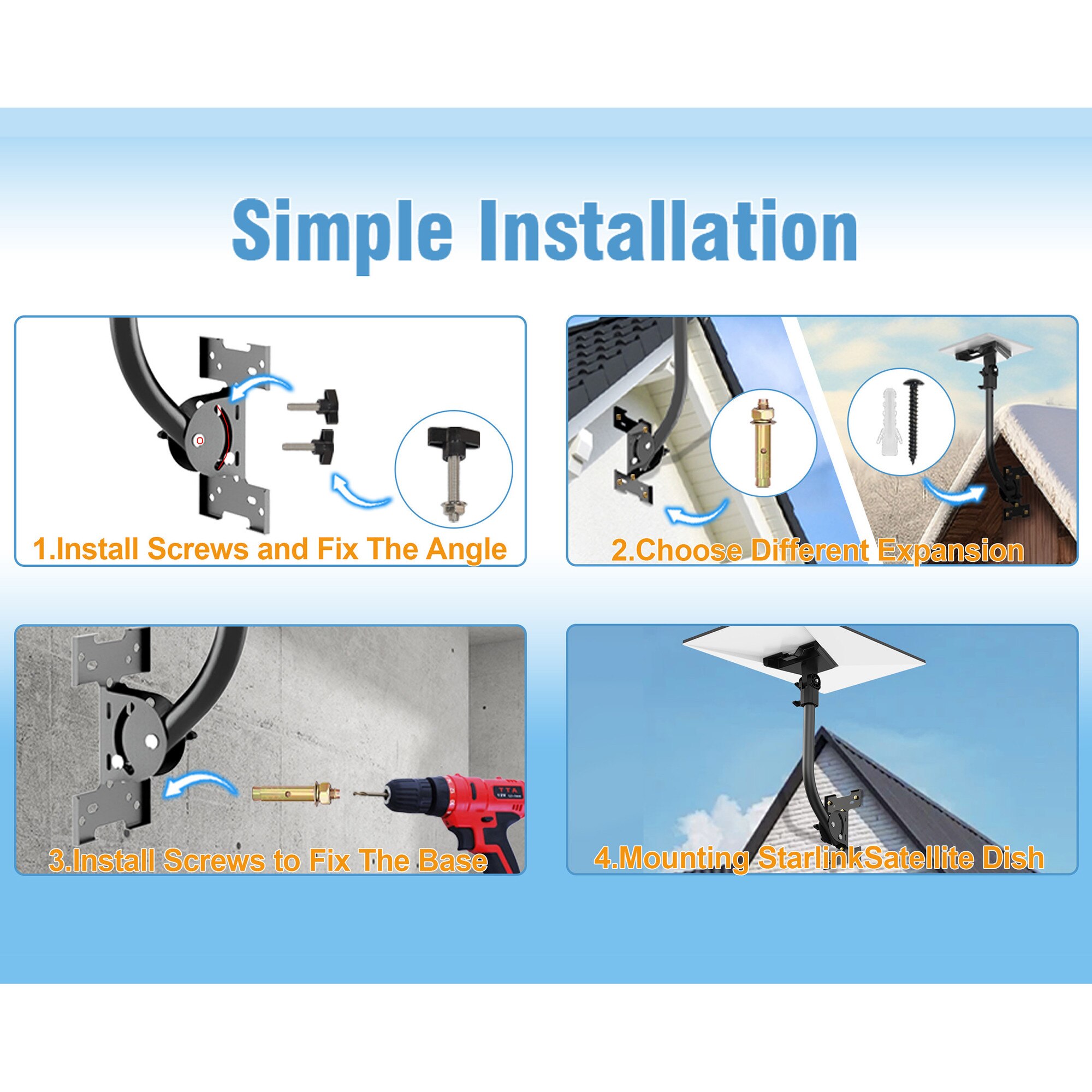 Suport Starlink Gen 3 din otel - durabilitate si design compact