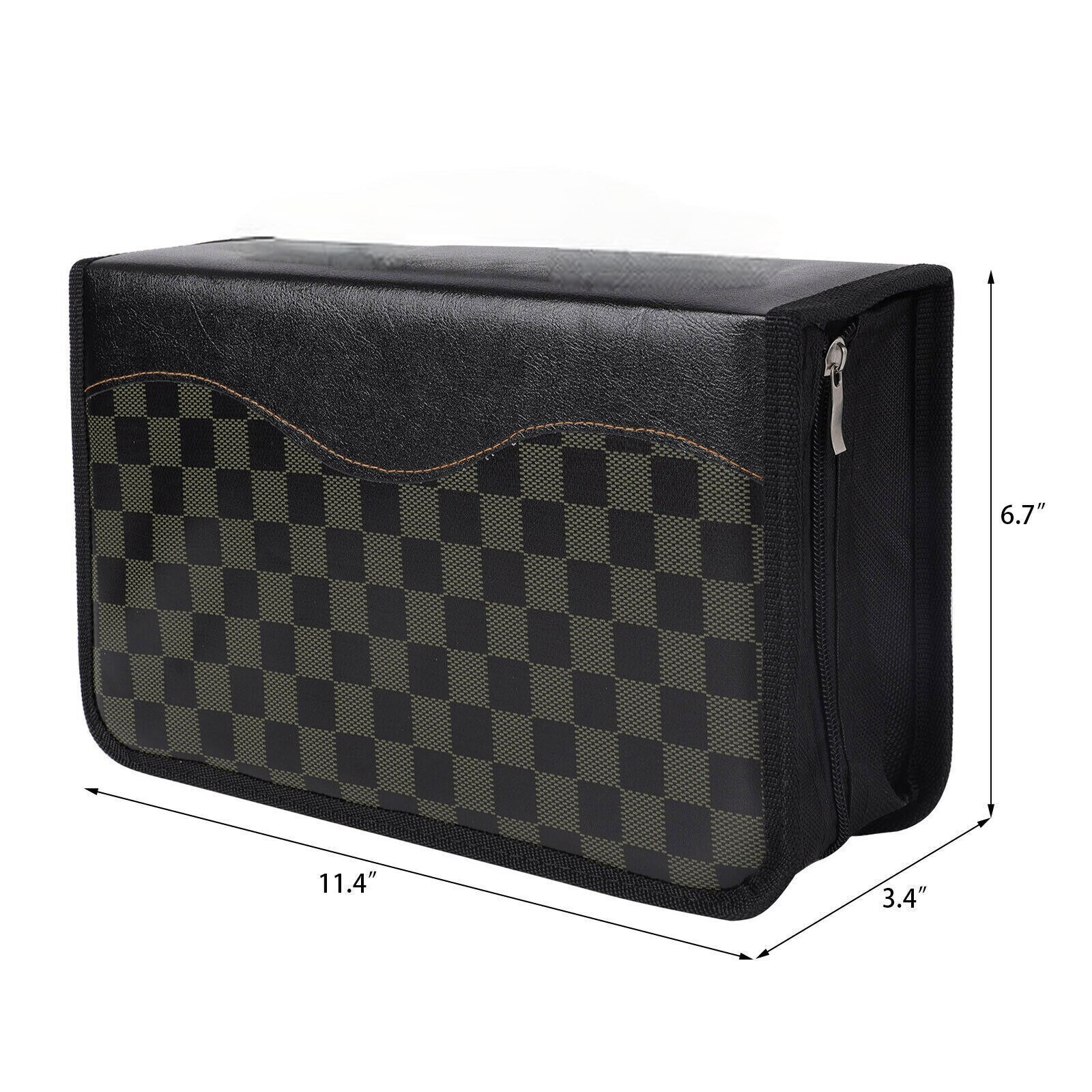 Sac depozitare DVD-uri 128 - detaliu material PU si model Checkered ISSNW