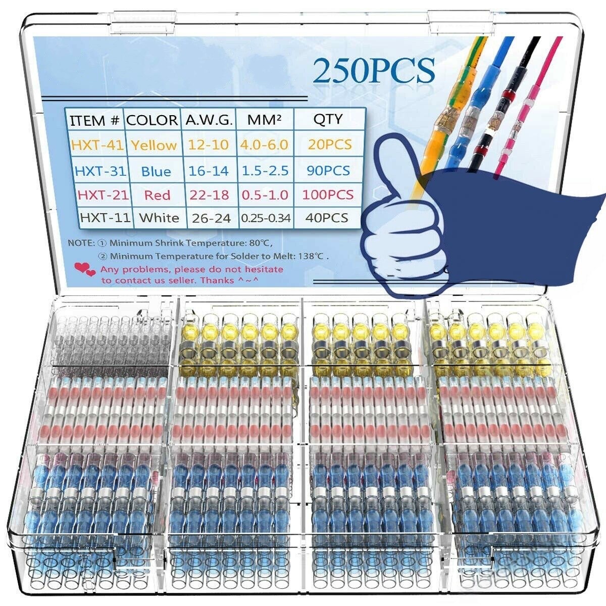 Set 250 Conectori de Sudură ISSNW - imagine produs - vedere generală a setului multicolor într-un ambalaj.