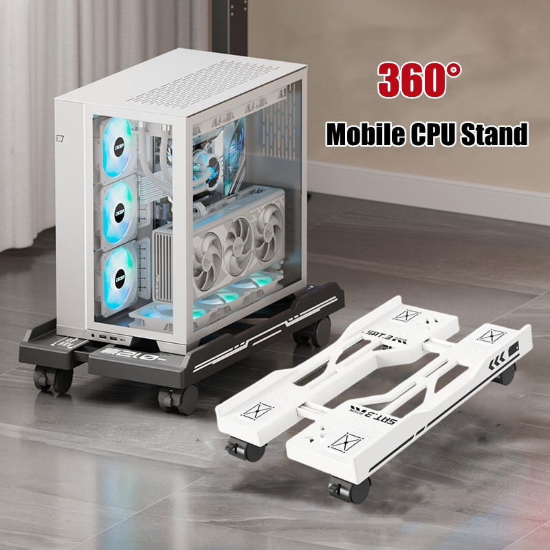 Suport birou mobil CPU - detaliu material PP si otel inoxidabil